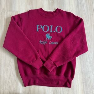 Polo Ralph Lauren Sweater Washed Red/ Turquoise Sz S